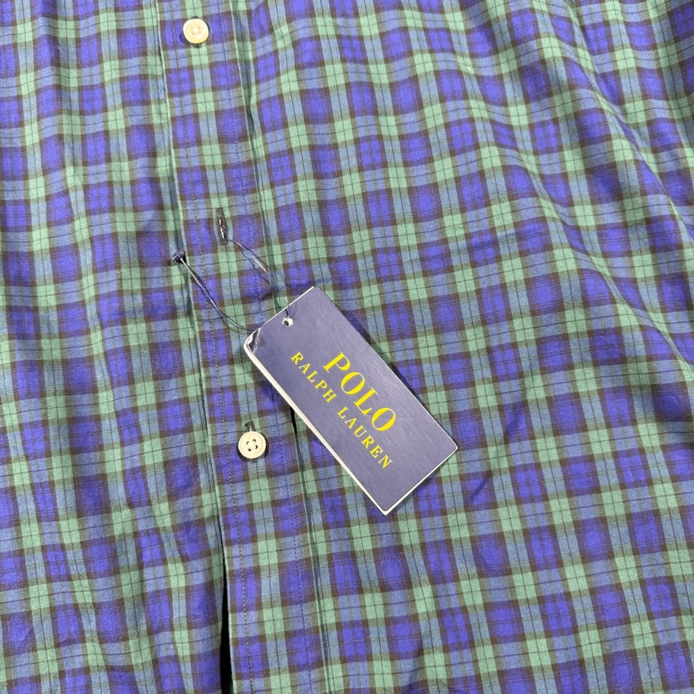 NWT Polo Ralph Lauren Crest Crown Poplin Plaid Button Shirt Classic Fit Green - Picture 3 of 10